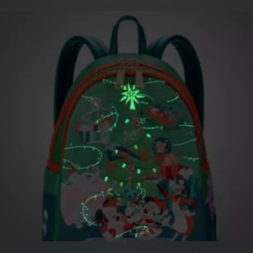 Disney: Loungefly Classic Christmas glow in the dark mini backpack green &orange - Picture 9 of 9